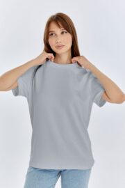 Kadın Modal Kumaş Regular Gri T-Shirt - Görsel 5