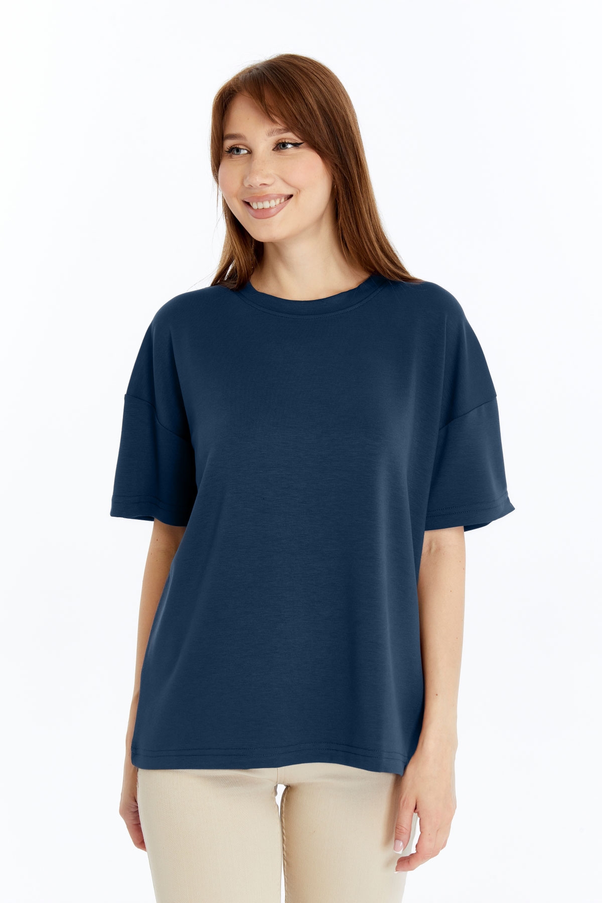 7 Kadın Modal Kumaş Oversize Füme T-Shirt - Görsel 1