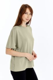 Kadın Modal Kumaş Oversize Su Yeşili T-Shirt - Görsel 5