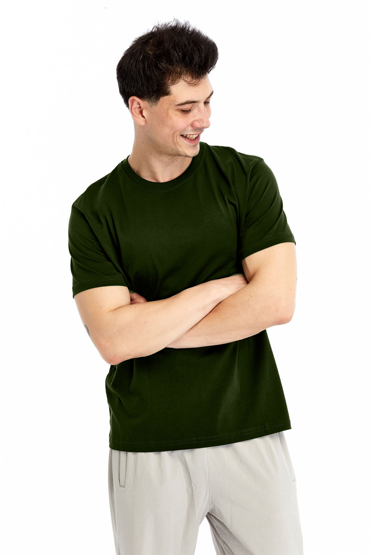 7 Erkek Regular Haki T-Shirt - Görsel 1