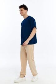 Erkek Modal Kumaş Oversize Lacivert T-Shirt - Görsel 10