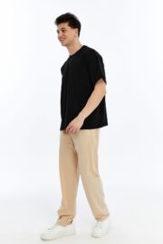 Erkek Modal Kumaş Oversize Siyah T-Shirt - Görsel 5