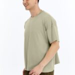 Erkek Modal Kumaş Oversize Su Yeşili T-Shirt