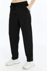 Kadın Oversize Paraşüt Kumaş Baggy Pantolon - Siyah - Görsel 5
