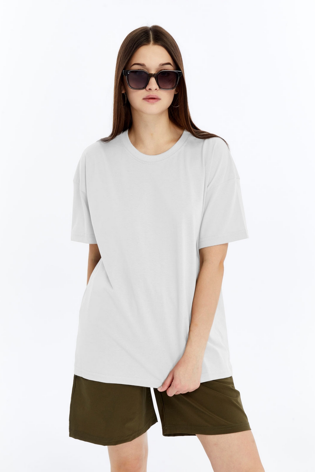 7 Kadın Oversize Beyaz T-Shirt - Görsel 1
