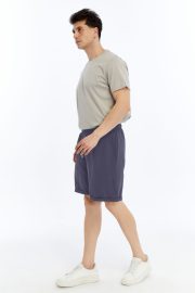 Erkek Oversize Duble Paça Penye Şort - Füme - Görsel 11