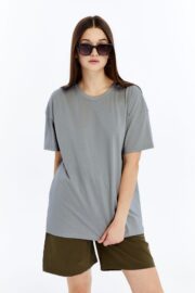 Kadın Oversize Gri T-Shirt - Görsel 5