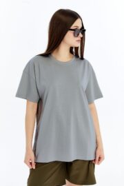 Kadın Oversize Gri T-Shirt - Görsel 10