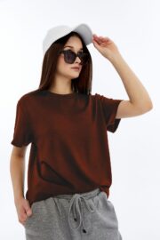 Kadın Modal Kumaş Regular Kahverengi T-Shirt - Görsel 5