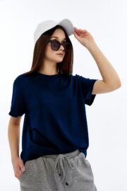 Kadın Modal Kumaş Regular Lacivert T-Shirt - Görsel 5