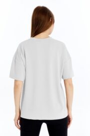Kadın Modal Kumaş Oversize Beyaz T-Shirt - Görsel 11