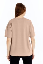 Kadın Modal Kumaş Oversize Sütlü Kahve T-Shirt - Görsel 5