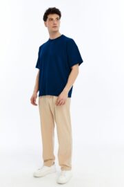 Erkek Modal Kumaş Oversize Lacivert T-Shirt - Görsel 5