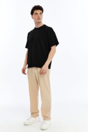 Erkek Modal Kumaş Oversize Siyah T-Shirt - Görsel 10