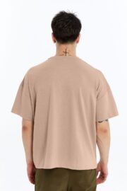 Erkek Modal Kumaş Oversize Sütlü Kahve T-Shirt - Görsel 10