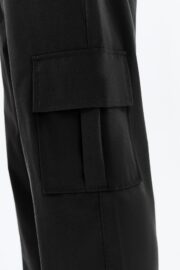 Erkek Oversize Paraşüt Kumaş Kargo Cep Pantolon - Siyah - Görsel 5