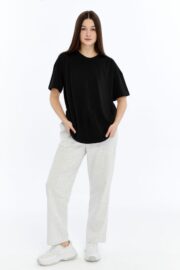 Kadın Oversize Siyah T-Shirt - Görsel 11