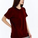 Kadın Modal Kumaş Regular Bordo T-Shirt