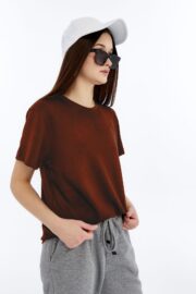 Kadın Modal Kumaş Regular Kahverengi T-Shirt