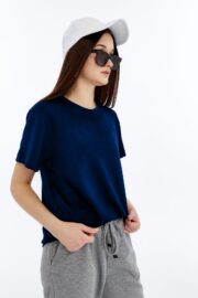Kadın Modal Kumaş Regular Lacivert T-Shirt - Görsel 11