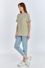 Kadın Modal Kumaş Regular Su Yeşili T-Shirt - Görsel 11