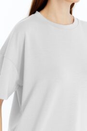 Kadın Modal Kumaş Oversize Beyaz T-Shirt - Görsel 6