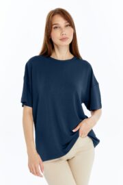 Kadın Modal Kumaş Oversize Füme T-Shirt - Görsel 6