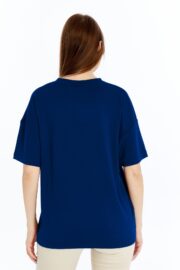 Kadın Modal Kumaş Oversize Lacivert T-Shirt - Görsel 6