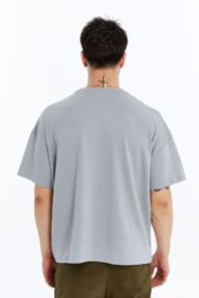 Erkek Modal Kumaş Oversize Gri T-Shirt - Görsel 6