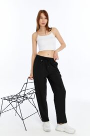 Kadın Oversize Paraşüt Kumaş Baggy Pantolon - Siyah - Görsel 7