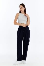 Kadın Oversize Paraşüt Kumaş Kargo Cep Pantolon - Lacivert - Görsel 6