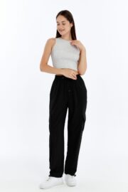 Kadın Oversize Paraşüt Kumaş Kargo Cep Pantolon - Siyah - Görsel 12