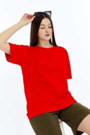Kadın Oversize Kırmızı T-Shirt - Görsel 6