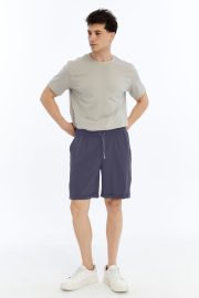 Erkek Oversize Duble Paça Penye Şort - Füme - Görsel 12