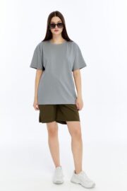 Kadın Oversize Gri T-Shirt - Görsel 6
