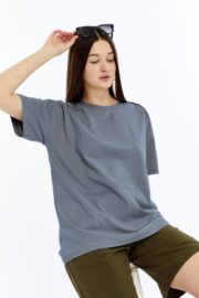 Kadın Oversize Füme T-Shirt - Görsel 11