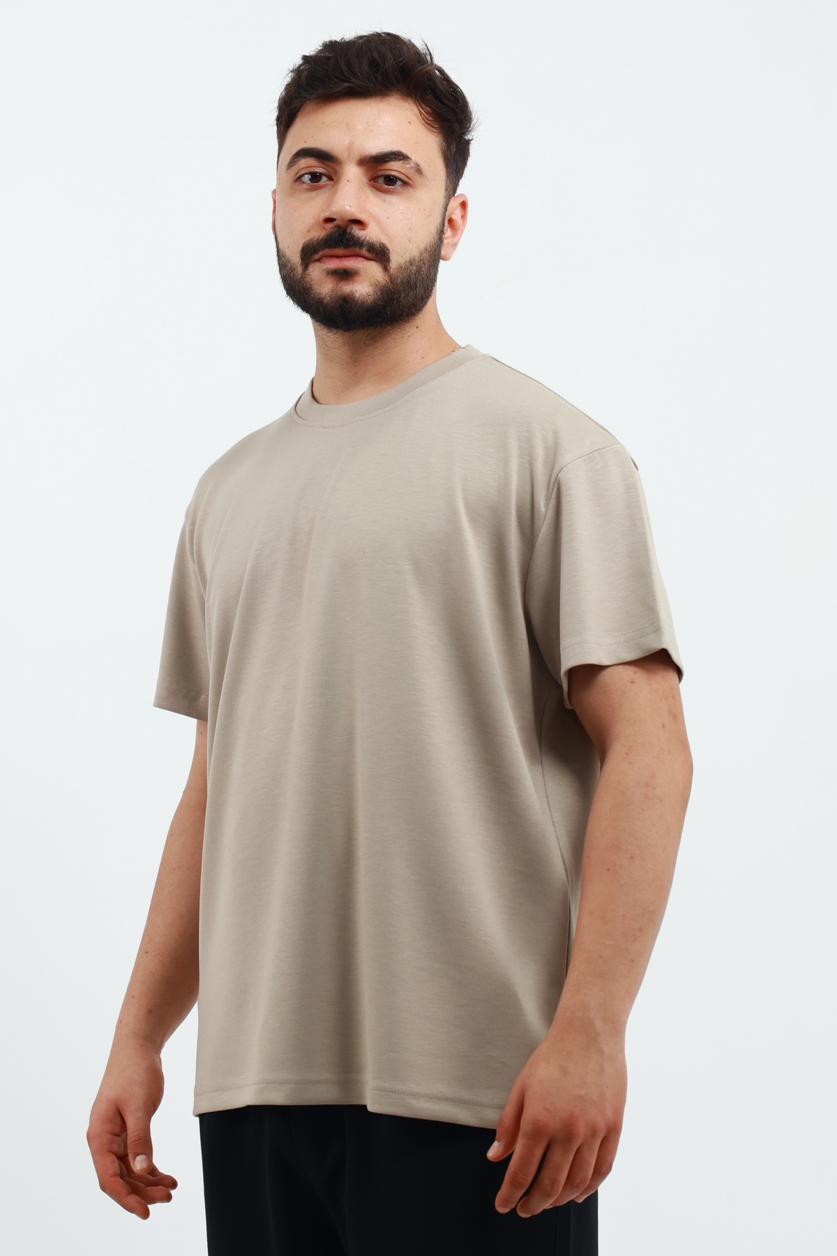 SVCN4339 Erkek Modal Kumaş Regular Taş T-Shirt - Görsel 1