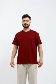 Erkek Modal Kumaş Regular Bordo T-Shirt - Görsel 3