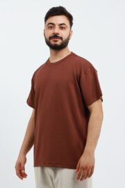 Erkek Modal Kumaş Regular Kahverengi T-Shirt