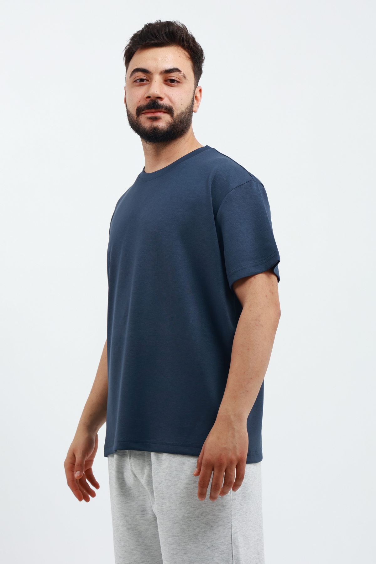SVCN4393 Erkek Modal Kumaş Regular Füme T-Shirt - Görsel 1
