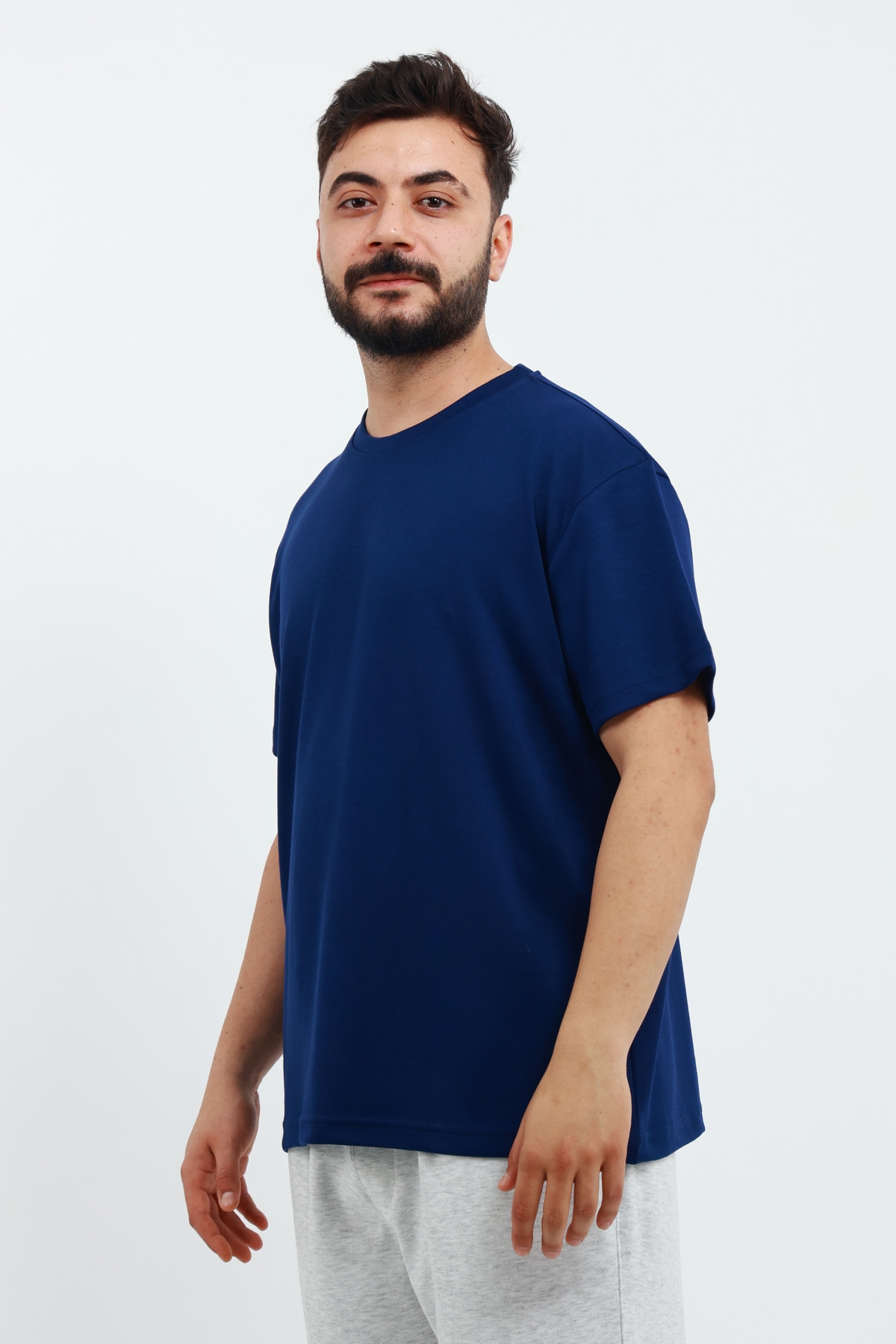 SVCN4410 Erkek Modal Kumaş Regular Lacivert T-Shirt - Görsel 1