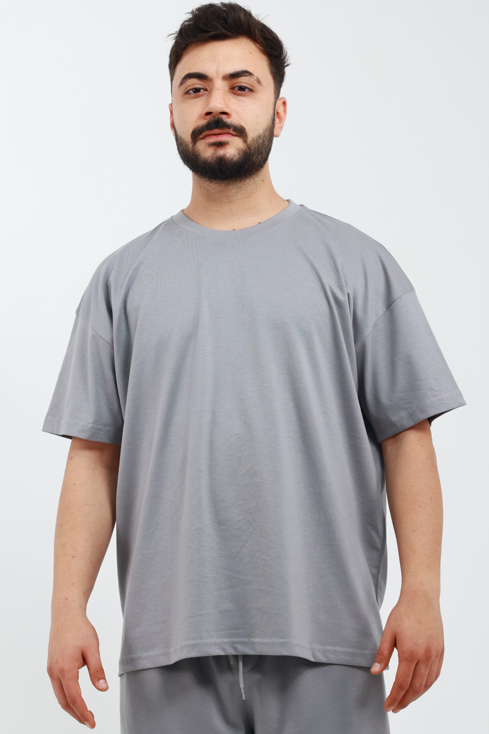 SVCN4708 Erkek Oversize Gri T-Shirt - Görsel 1