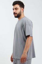 Erkek Oversize Gri T-Shirt - Görsel 4