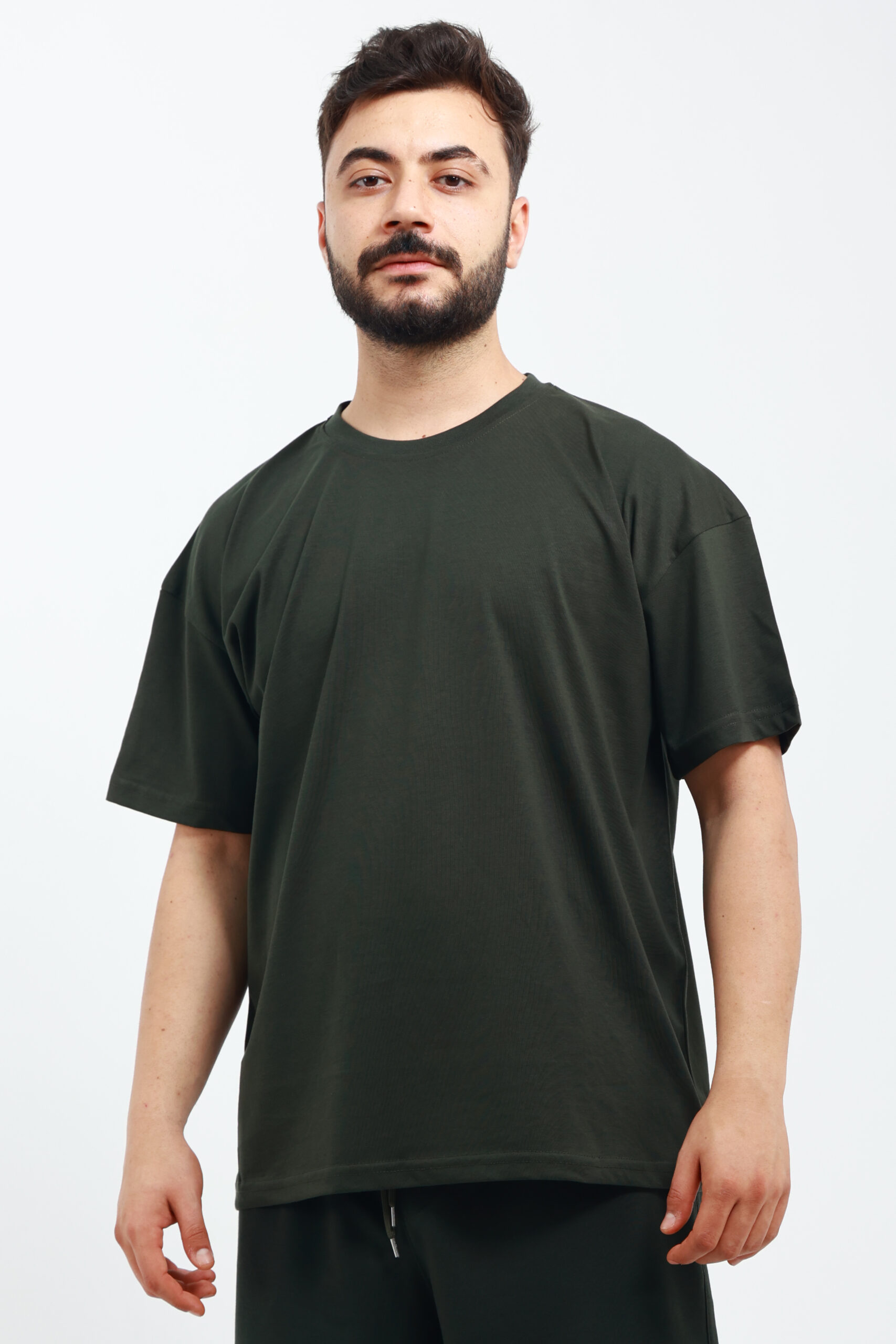 SVCN4805 Erkek Oversize Haki T-Shirt - Görsel 1