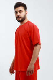 Erkek Oversize Kırmızı T-Shirt - Görsel 4