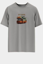 Unisex Oversize Efsane Tasarım T-Shirt - Taş