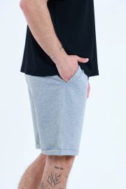 Erkek Oversize Duble Paça Penye Şort - Grimelanj - Görsel 4