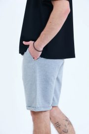 Erkek Oversize Duble Paça Penye Şort - Grimelanj - Görsel 6